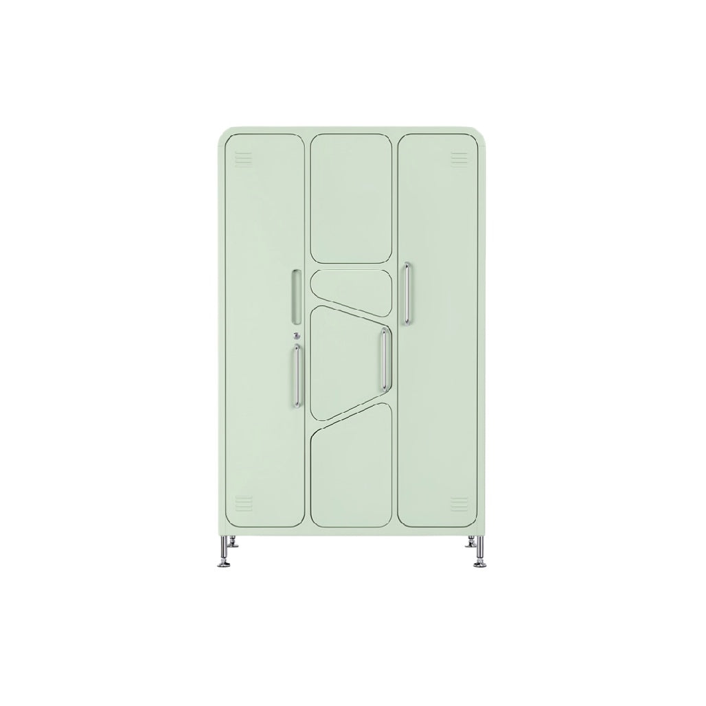 **Tytuł techniczny po polsku: Szafa metalowa, nowoczesny design, kolor miętowy, wyposażona w uchwyty**